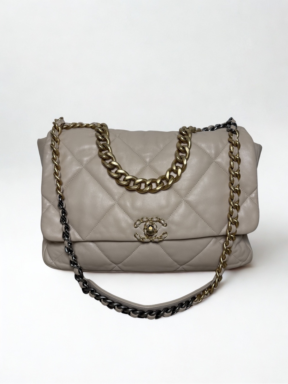 CHANEL Beige Quilted Lambskin Chanel 19 Large Flap Shoulder Bag
c. 2019–Present.